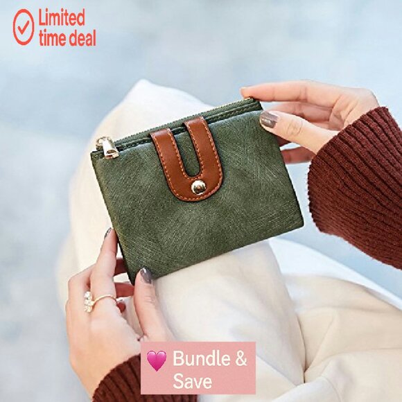 Slim Bifold RFID Wallet with Zipper Coin Pocket - PU Leather Compact - Picture 7 of 8